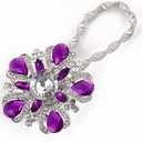 Magnetic Curtain Tiebacks Sparkling Flower Window Curtain Bind Holdback Buckles Clips Tie Backs Drapery Holders with Stretchable Spring Wire Rope for Decoration-2 pcs Purple