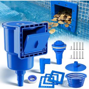 Above Ground Pool Skimmer, Heavy Duty Through-Wall Mount Pool Skimmer Kit with Accessories, Universal Fit for Standard Wall Openings, Klein Blue in-Wall Surface Skimmer Includes Leak-Free Teflon Tape