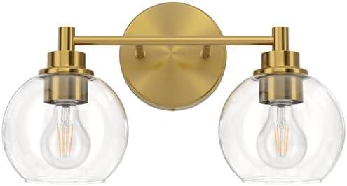 VONLUCE Bathroom Light Fixtures, 2-Light Vanity Light with Globe Glass Shades E26 Sockets, Bathroom Lights Over Mirror for Bedroom Hallway Living Room, Gold Finish