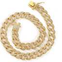 Dog Chain Collar Diamond Cuban Link Dog Collar 13mm Wide Dog Necklace Metal Cat Chain Pet Crystal Collar Jewelry Accessories for Puppy Small Medium Large Dogs Cats (Gold, 10 inch)