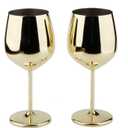 Stainless Steel Wine Glass 18oz - Set of 2 Gold - 3.6" D x 8.3" H (851029)
