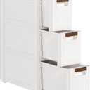 VECELO 3-Drawer Narrow Bathroom Storage Cabinet, Mobile Plastic Slim Rolling Organizer Cart with Built-in 4 Wheels for Living Room, Kitchen, Bathroom, Bedroom, Office, White(16.5" x 7.5" x 22.2")