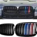 Grill Gloss Black Color Compatible with 2007-2014 BMW X5 E70 X6 E71 Front Kidney Grille ABS with Double Slats