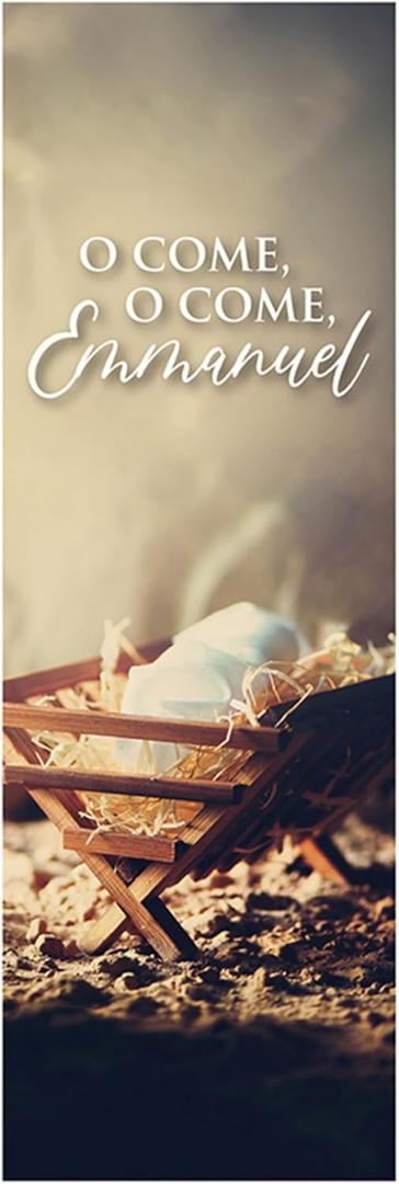 Christian Brands Christmas Banner – Crib “O Come Let Us Adore Him” Church Banner, 2' x 6'