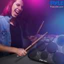 Pyle Electronic Tabletop Digital Drum Set, Compact Portable Drum Pad Kit w/ 8 Touch Sensitive Pads and Pedals, 600 Sounds, USB & Headphone Outputs, MIDI/AUX Inputs, 4x5 Drums & 4x3.5 Cymbals