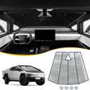 Front Windshield Sunshade Compatible with 2023 2024 2025 Tesla Cybertruck Accessories, for Tesla Cyber Truck Foldable Windshield Sun Shades Front Window Glass Sun Blocker Cover, Aluminum Foil