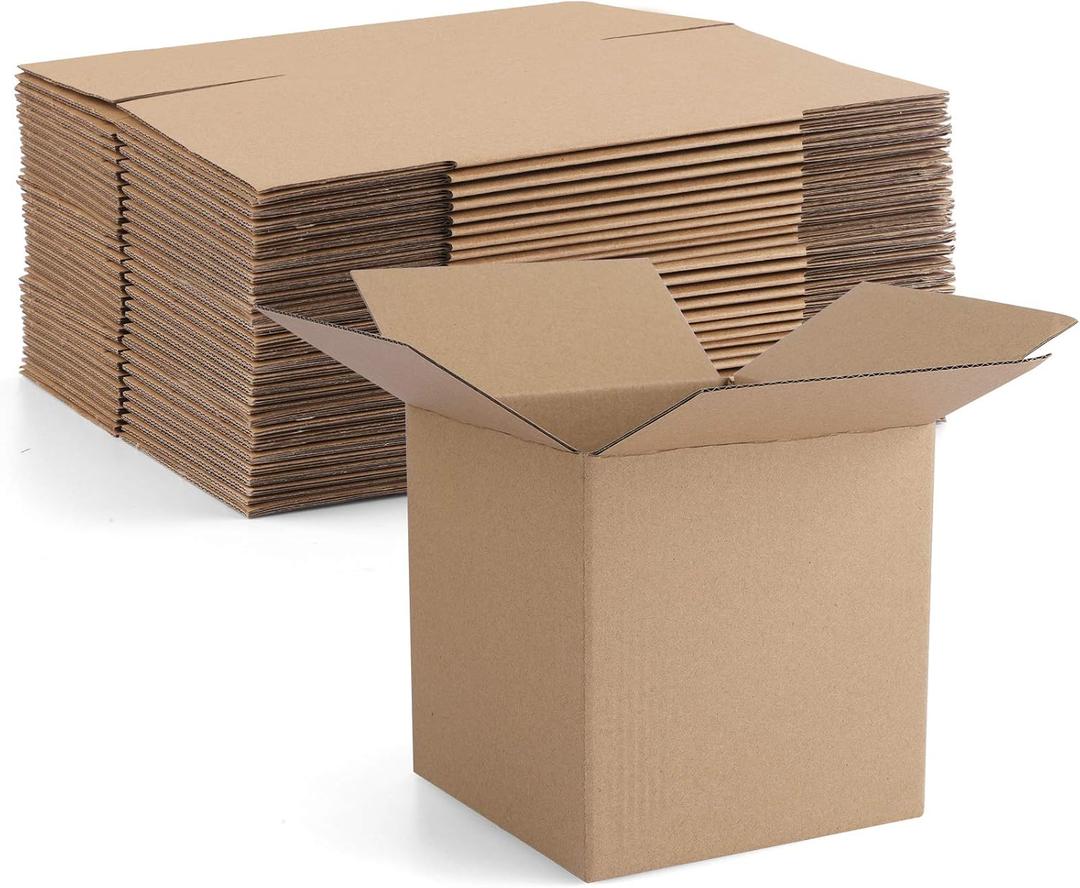 Eupako 4x4x4" Cardboard Box Mailers 25 Pack Brown Cube Corrugated Small Shipping Boxes for Mailing