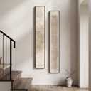 Framed Neutral Beige Abstract Vertical Wall Art Set for Hallway, 2 Piece