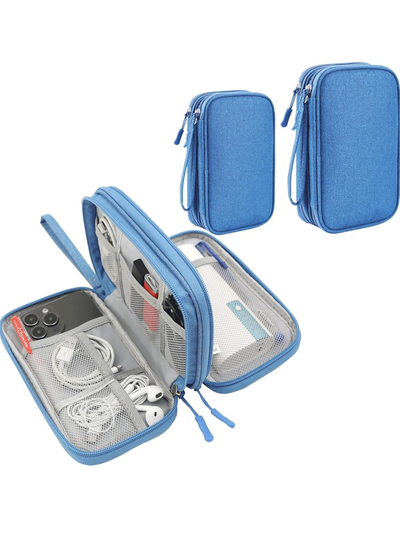 Electronic Organizer Travel Cable Accessories Case, 1 Pack Electronic Organizer Bag, Accessories Organizer Pouch for Cable, Cord, Charger, Phone, USB, Power Bank, Earphone (Blue) (1 Bag)