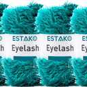 Estako Eyelash, (4 Skeins Pack) 100% Polyester Yarn, Soft, Fuzzy for Crochet and Knitting (4 x 3.53 Oz) / (4 x 153 Yrds) (1213 - Oil Blue)