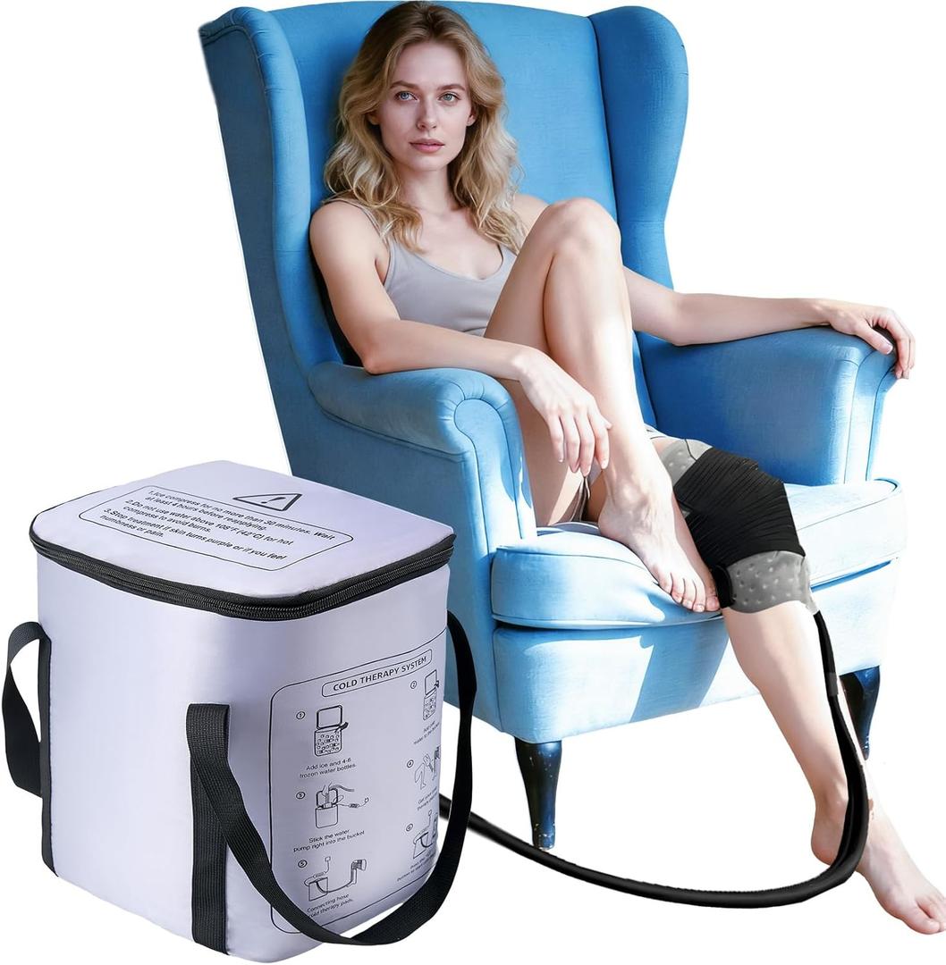 19 QT Ice Machine for Knee After Surgery with 6- Timer, 3 Speeds, Cold Therapy Machine for Knee Replacement, Cryotherapy Pain Relief w/Compression Pad for Shoulder, Hip and Ankle (Gray)