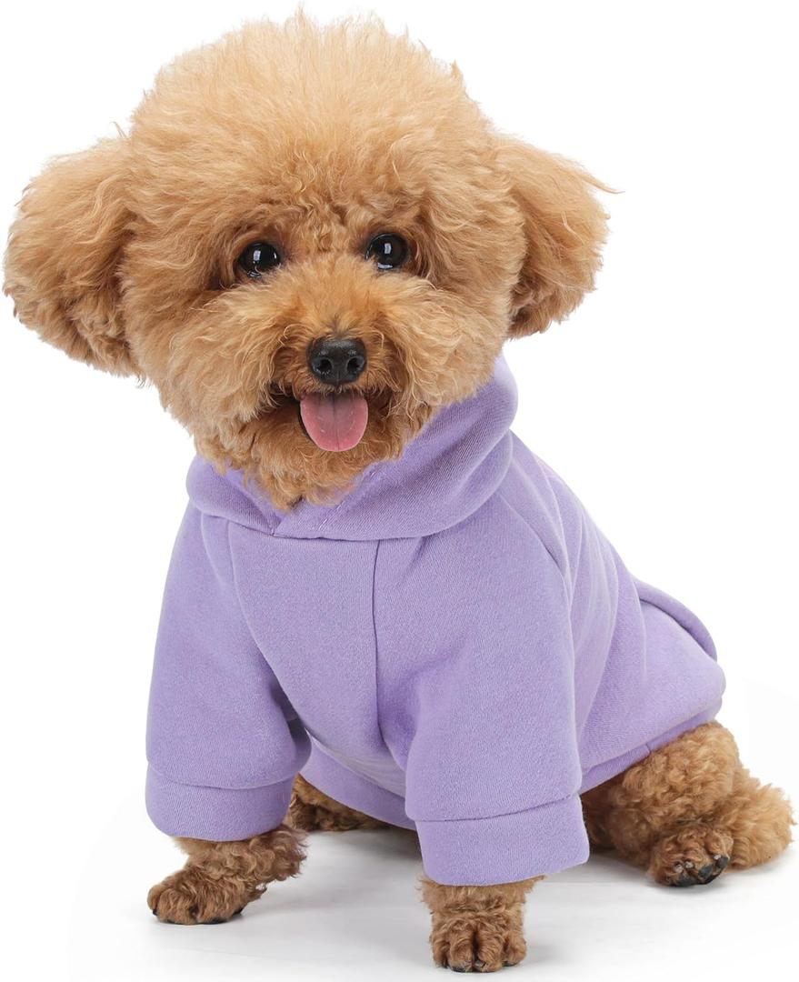 Winter Dog Hoodie with Pockets - Solid Color Polycotton Sweatshirt for Small, Medium, and Large Dogs - Soft, Warm, Cozy Pet Clothing for Cold Weather - Ideal for Outdoor Walks.Purple-XXL