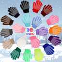 50 Pairs Kids Winter Gloves Kid Knit Magic Stretch Gloves with Grips Anti Skid Warm Glove Bulk for Kids Children Boys Girls, Assorted Colors, 6-12 Years