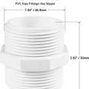 5 Pcs 1-1/2 Inch PVC Pipe Fittings Hex Nipple G1-1/2 X G1-1/2 Male Thread Coupling Adapter Connector