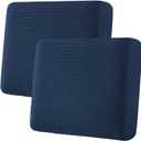 H.VERSAILTEX Super Stretch Individual Seat Cushion Covers - 2 Piece Large Sofa Cushion Covers, Navy, Thick Jacquard Textured Twill Fabric Sets