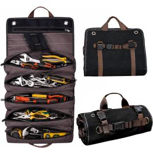 Roll Up Tool Bag Organizer for Men Heavy Duty Tool Wrap Roll Bag Organizers 15L Portable Rollup Toolbag Pouches for Wrenches, Sockets, Hand Tools for Mechanics & Electricians
