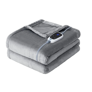 Sealy Heated Throw Blanket, Flannel Electric Blanket Throw with 6 Heating Settings & 2-10 Hours Auto Shut Off, Fast Heating & Machine Washable for Home Office Use, 50x60 Inch, Light Grey