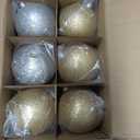 Poen 12 Pcs 6 Inch Large Christmas Ball Ornaments Glitter Extra Large Christmas Ornaments Giant Xmas Balls Tree Decorations with Hanging Loop for Xmas Holiday Party Decor (Champagne Gold Silver White)