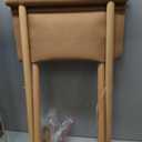 Vegan Soft Leather Solid Beech Wood Multipurpose Foldable Portable Foot Stool Vanity Stool or Freestanding Magazine Holder -Van Dyke Brown