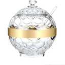 Clear Acrylic Sugar Bowl with Lid and Spoon,10 oz Sugar Container for Coffee Bar Accessories, Sugar Jar (Gold-plated)