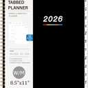 5 x Planner 2026 Jan. 2026 - Dec. 2026, 2026 Planner Weekly and Monthly, 8.5" x 11", Calendar Planner 2026 with Monthly Tabs, Spiral Binding, Thick Paper - Classic Black