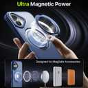 QTlier for iPhone 16 Case, 360 Rotatable Ring Stand, Raised Camera Frame, Shockproof Case Compatible with MagSafe, Case for iPhone 16, Translucent Blue