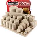 X-Protector 357 pcs Beige Felt Furniture Pads - Huge Quantity of Hardwood Floor Protectors with Many Big Sizes - Protect Any Type of Hard Floor