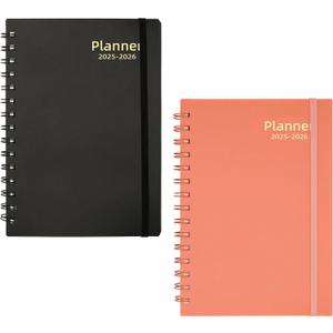 2Pcs 2025 Planner Weekly & Monthly, 18 Months Daily Planner 2025-2026, Jul.2025-Dec.2026, Calendar Agenda Planner with Tabs Sticker, A5 Size, 100GSM Paper