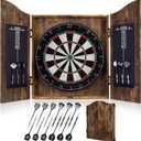 Sisal Dart Board Cabinet Sets, Decorative Dart Boards for Adults [12*Steel Darts] - Wooden Dartboard Cabinet with Integrated Scoreboard for Family Game Rooms