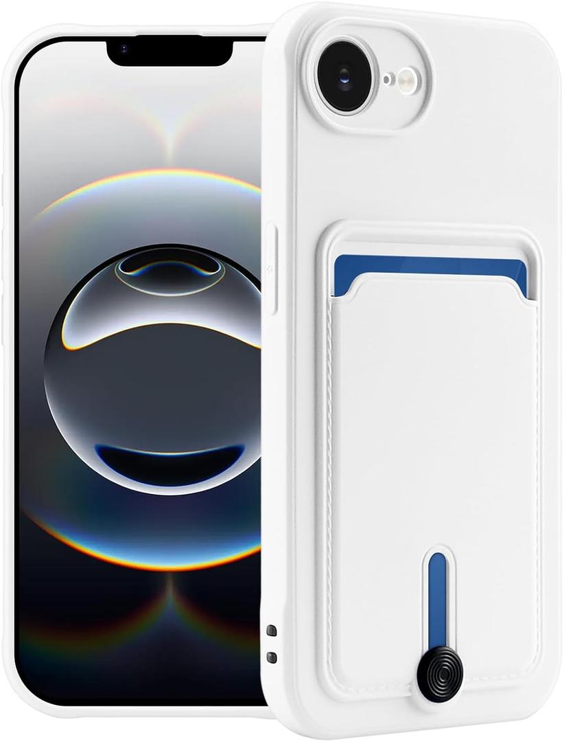 Designed for iPhone 16e Wallet Case with Card Holder, Soft Silicone Cover Microfiber Lining for Women Men, Camera Protection Shockproof Wallet Phone Case for iPhone 16e White