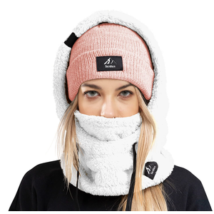 Senllen Balaclava Cold Weather Fleece Windproof Ski Mask Winter Breathable Thermal Face Mask Neck Warmer Scarf Helmet Hood, White, One Size