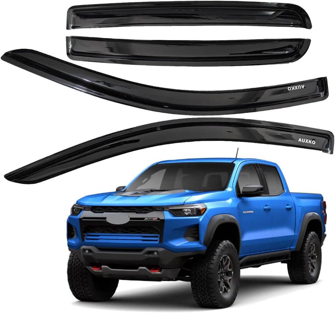 AUXKO Rain Guards for Chevy Colorado & GMC Canyon 2023-2026, Window Vent Visors Accessory - Tape-On Rain Guard Window Visor, Easy Install Car Side Window Wind Deflectors & Visors Smoke for Ford Black