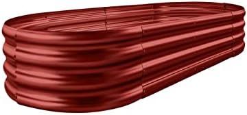 Land Guard Galvanized Raised Garden Bed Kit, Planter Boxes Outdoor, Oval Large Metal Beds for Vegetables(Brown)……