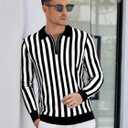 Alex Vando Mens Knit Polo Shirts Long Sleeve Sweater Casual Fashion Classic Button Down Polo Shirts (Medium, Black/White)