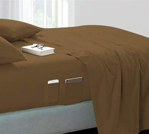 Sheet Set 100% Egyptian Cotton 4-Piece Solid Sheet Set, Soft Cotton Bedsheet Cal King, Taupe