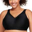 Glamorise Full Figure Plus Size MagicLift Seamless Sports Bra Wirefree #1006 (Black, M)