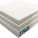 Upholstery Foam, 6" x 24" x 24" 3-Pack - Couch Cushion Foam Replacement Pad, High Density Pad for Seats, Pillows, Chairs, and Craft Projects with Covers