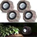 Solar Garden Rock Lights Outdoor - IP65 LED Waterproof Solar Spotlight, Solar Powered Landscape Lights Decorative Garden Stone Light for Pathway, Walkway, Yard, Patio (4 Pack)