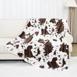 Throw Blanket Soft Twin Size Brown Cow Blanket Fuzzy Cozy Bed Blanket Lightweight Couch Blankets Cute Stuff Decor for Bedroom Livingroom (60X80INCH, White)