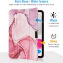 HGWALP Clear Case for iPad (A16) 11th Generation 11 Inch (2025),iPad 10th Generation 10.9" (2022),Stand Cover with Hard Translucent Back, Support Touch ID, Auto Wake/Sleep&Stylus Holder-(Marble Pink)