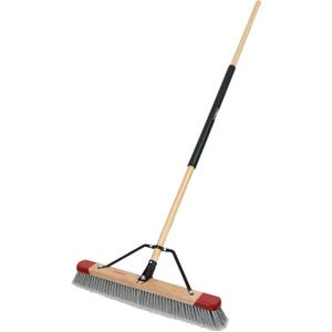 Harper 24 Inch Indoor Push Broom, Premium Heavy Duty Smooth-Surface Floor Cleaning with Flagged Bristles, Home and Garage Sweeping, Gray