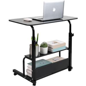 Adjustable Height Mobile Computer Desk for Small Space Rolling Writing with Wheels Corner Home Office Study Portable Bedrooms Work Desk Standing Desk Sizes 31.5X15.7 Inches Black C