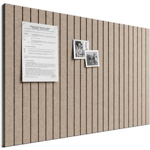 Bumusty Large Cork Board Alternative-36 x 24" Felt Bulletin Board Tiles, with 30 Pushpins, 40 Adhesive Tabs, Fine-Stripe 6-Pack, Cork Boards for Office Push Pin Board Felt Board-Taupe