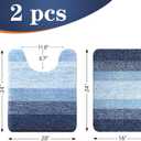 OLANLY Bathroom Rug Set 2 Piece, Soft Absorbent Microfiber Bath Mats and U-Shaped Contour Toilet Rug, Non-Slip, Machine Wash Dry, Plush Shaggy Bath Mats for Bathroom (24"x16"+24"x20", Navy)