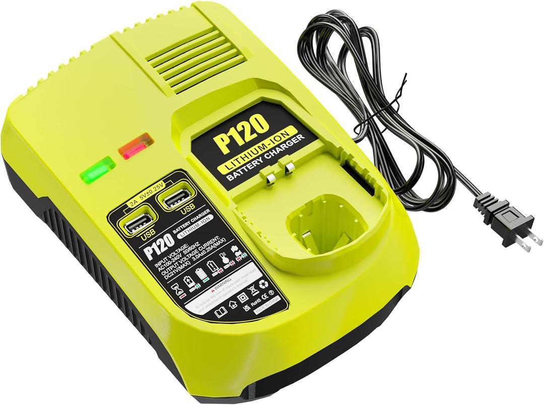 DSANKE P120 14.4V 18V Battery Charger Replacement for Ryobi Charger ONE+ P117 P118 P119 Lithium-Ion NiCd NiMh Battery P100 P101 P102 P103 P105 P107 P108 BPL-1815