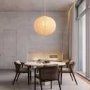 Large Paper Lamp Pendant Light Kit, 20in White Globe Lantern | Rice Paper Lantern Lights, E26 Base, Japanese Hanging Lamp Japandi Chandelier for Living Dining Room Bedroom Office 2 Pack