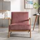 Container Furniture Direct Classic Comfortable Modern Boho Velvet Upholstered Lounge Armchair for Living Room, Reading, Bedroom, Office, and Small Spaces, Rose, 32.6" L x 25.2" W x 28.7" H