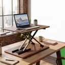Standing Desk Converter Adjustable Height, 25.16" 15.75" Height Adjustable Desktop Riser, No Assembly Required, Desktop Workstation for Laptop, Monitor and Office Use (Natural Wood) (Natural), 25.16" 15.75" 2.75"