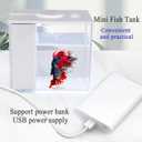 Mini Fish Tank Betta Aquarium Starter Kits Multifunctional Desktop LED Aquarium with Switch Button White, 1 Gallon