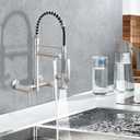 Wall Mount Kitchen Faucet with Pull Down Sprayer, 8 Inch Center Kitchen Sink Faucet, Heavy-Duty Commercial Wall Mount Faucets, 2 Handle Faucet for Kitchen Sink, Brushed Nickel